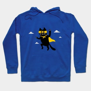 cat superhero is flying in the sky Hoodie